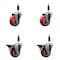 Service Caster 3.5'' Red Poly Wheel Swivel 7/8'' Expanding Stem Caster Set 2 Brakes, 4PK SCC-EX20S3514-PPUB-RED-2-PLB-2-78 - alternate 1